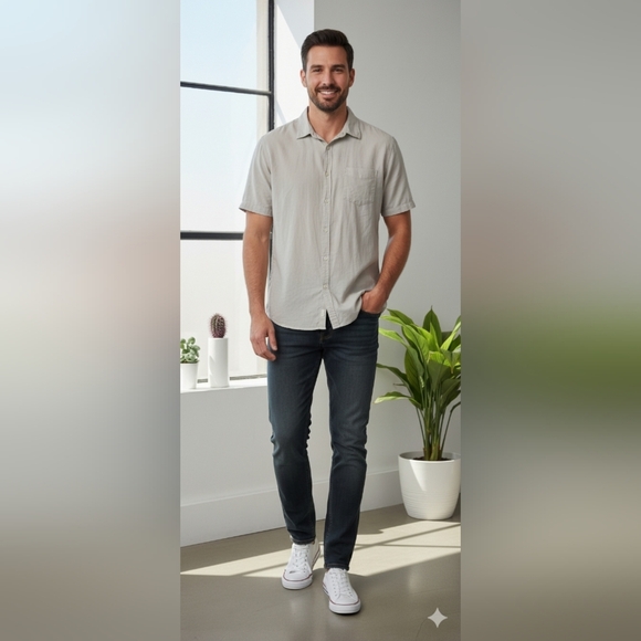 Croft & Barrow Casual Button Down Men's Shirt Off White Size X-Large (EUC) - Picture 1 of 11